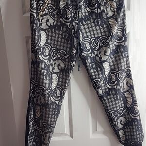 bebe Black and Cream Lace Trousers